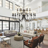 Black Curved Multi-Head Living Room Chandelier - Clowas